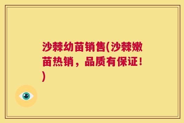 沙棘幼苗销售(沙棘嫩苗热销，品质有保证！)