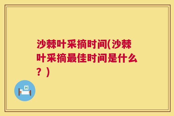 沙棘叶采摘时间(沙棘叶采摘最佳时间是什么？)
