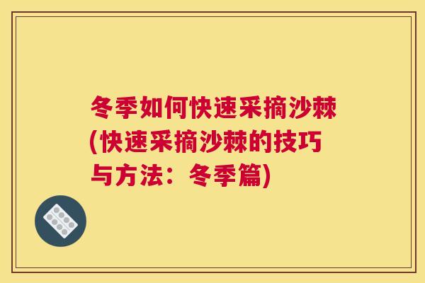 冬季如何快速采摘沙棘(快速采摘沙棘的技巧与方法：冬季篇)