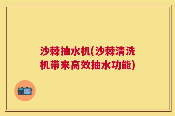 沙棘抽水机(沙棘清洗机带来高效抽水功能)