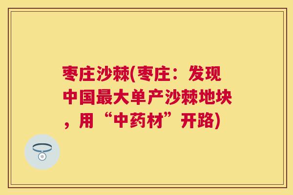 枣庄沙棘(枣庄：发现中国最大单产沙棘地块，用“中药材”开路)