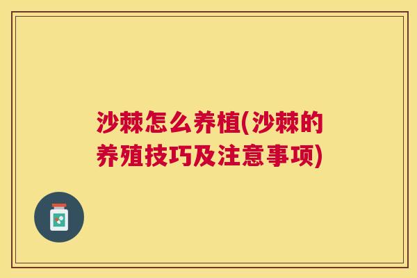 沙棘怎么养植(沙棘的养殖技巧及注意事项)