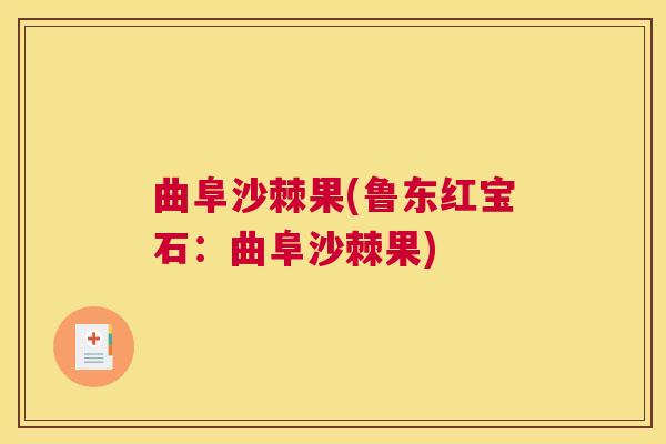 曲阜沙棘果(鲁东红宝石：曲阜沙棘果)