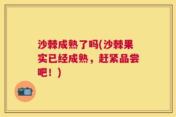 沙棘成熟了吗(沙棘果实已经成熟，赶紧品尝吧！)