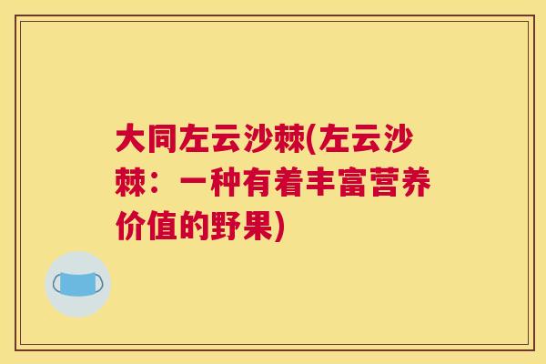 大同左云沙棘(左云沙棘：一种有着丰富营养价值的野果)