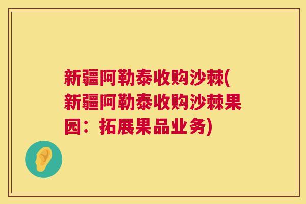 新疆阿勒泰收购沙棘(新疆阿勒泰收购沙棘果园：拓展果品业务)