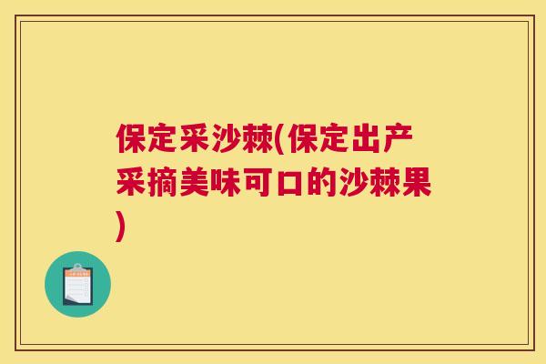 保定采沙棘(保定出产采摘美味可口的沙棘果)