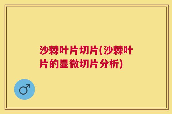 沙棘叶片切片(沙棘叶片的显微切片分析)