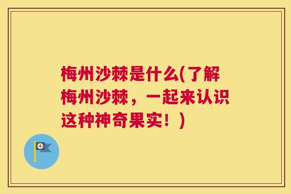 梅州沙棘是什么(了解梅州沙棘，一起来认识这种神奇果实！)