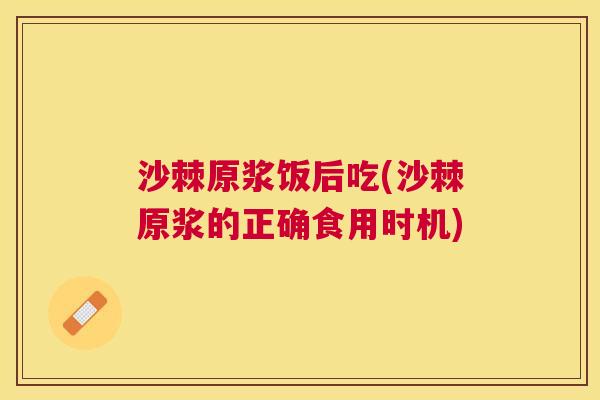 沙棘原浆饭后吃(沙棘原浆的正确食用时机)