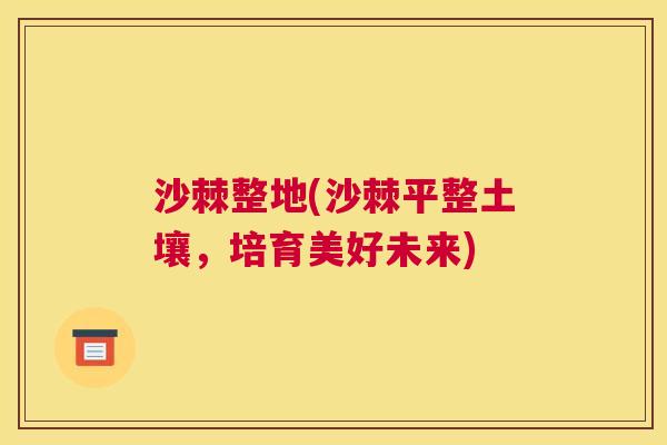 沙棘整地(沙棘平整土壤，培育美好未来)