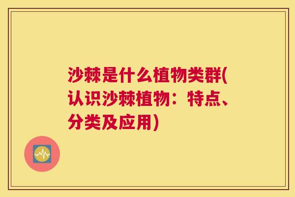 沙棘是什么植物类群(认识沙棘植物：特点、分类及应用)