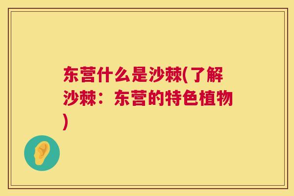 东营什么是沙棘(了解沙棘：东营的特色植物)