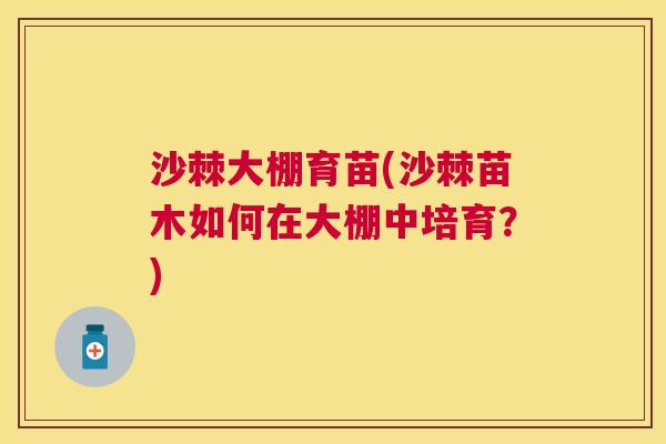 沙棘大棚育苗(沙棘苗木如何在大棚中培育？)