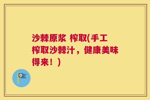 沙棘原浆 榨取(手工榨取沙棘汁，健康美味得来！)