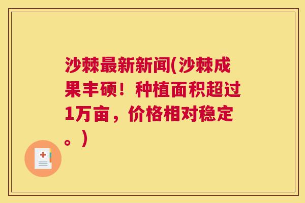 沙棘新新闻(沙棘成果丰硕！种植面积超过1万亩，价格相对稳定。)