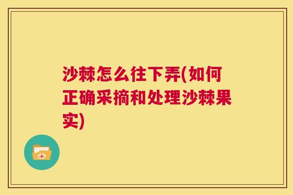 沙棘怎么往下弄(如何正确采摘和处理沙棘果实)