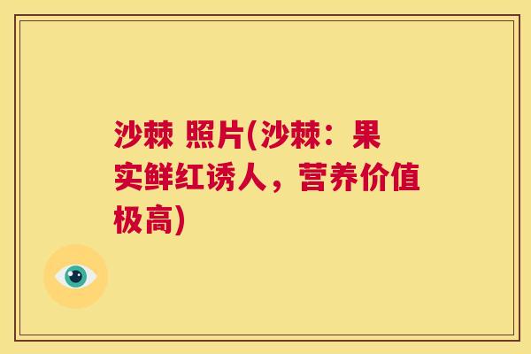 沙棘 照片(沙棘：果实鲜红诱人，营养价值极高)