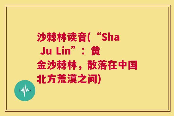 沙棘林读音(“Sha Ju Lin”：黄金沙棘林，散落在中国北方荒漠之间)