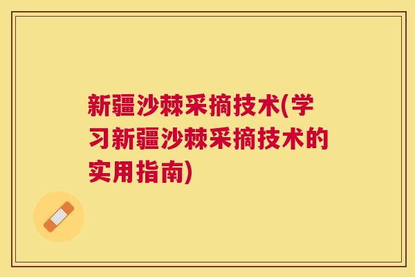 新疆沙棘采摘技术(学习新疆沙棘采摘技术的实用指南)