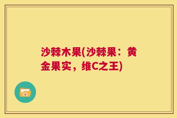 沙棘木果(沙棘果：黄金果实，维C之王)
