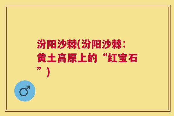 汾阳沙棘(汾阳沙棘：黄土高原上的“红宝石”)