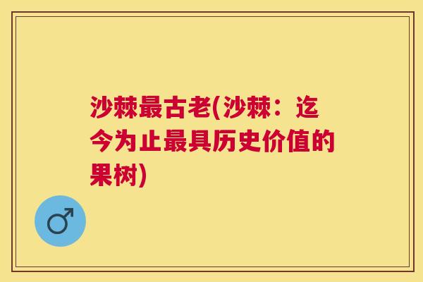 沙棘最古老(沙棘：迄今为止最具历史价值的果树)