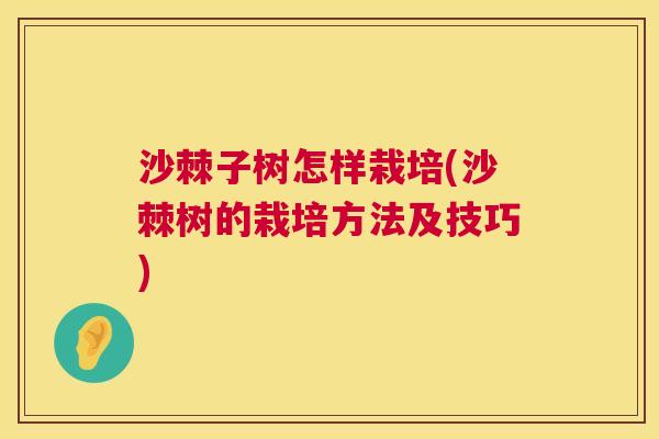 沙棘子树怎样栽培(沙棘树的栽培方法及技巧)