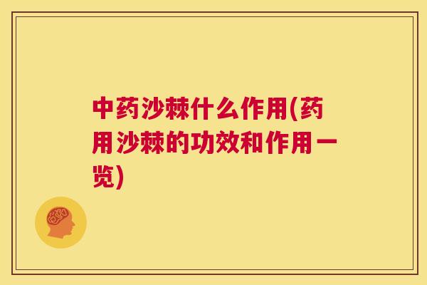 中药沙棘什么作用(药用沙棘的功效和作用一览)