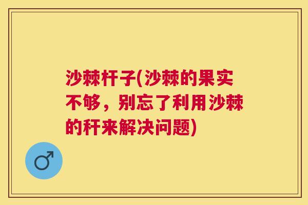 沙棘杆子(沙棘的果实不够，别忘了利用沙棘的秆来解决问题)