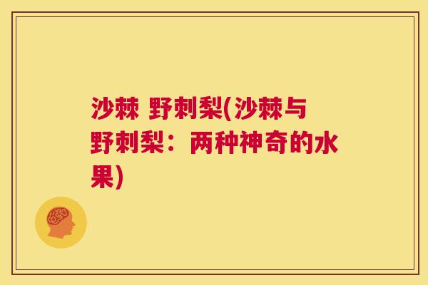 沙棘 野刺梨(沙棘与野刺梨：两种神奇的水果)