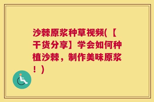 沙棘原浆种草视频(【干货分享】学会如何种植沙棘，制作美味原浆！)