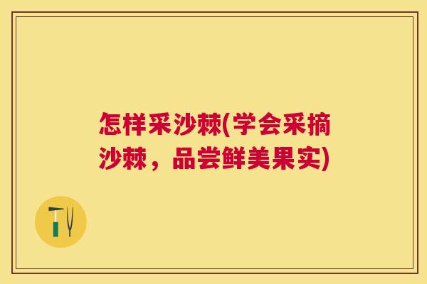 怎样采沙棘(学会采摘沙棘，品尝鲜美果实)