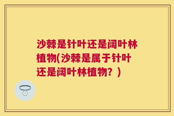 沙棘是针叶还是阔叶林植物(沙棘是属于针叶还是阔叶林植物？)