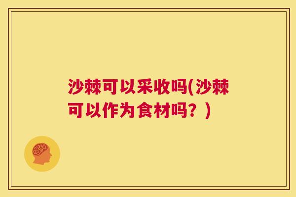 沙棘可以采收吗(沙棘可以作为食材吗？)