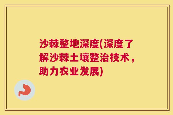 沙棘整地深度(深度了解沙棘土壤整治技术，助力农业发展)