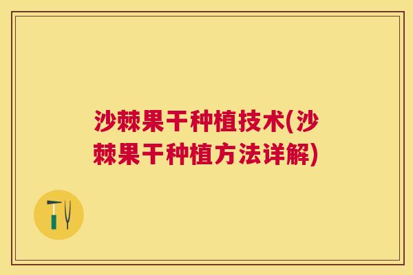 沙棘果干种植技术(沙棘果干种植方法详解)