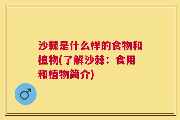 沙棘是什么样的食物和植物(了解沙棘：食用和植物简介)