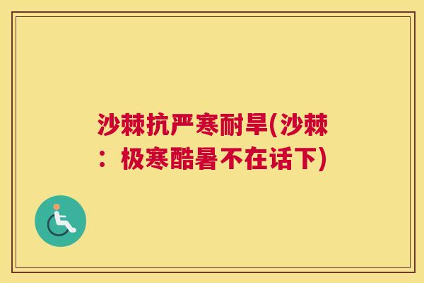 沙棘抗严寒耐旱(沙棘：极寒酷暑不在话下)