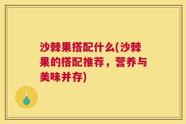 沙棘果搭配什么(沙棘果的搭配推荐，营养与美味并存)