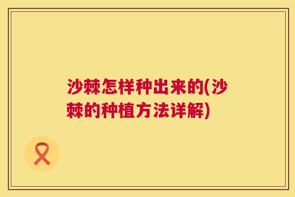 沙棘怎样种出来的(沙棘的种植方法详解)