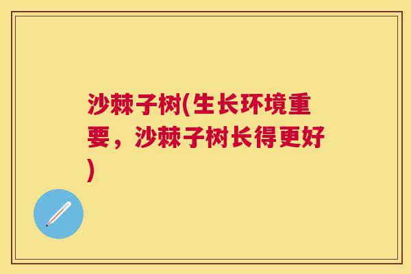 沙棘子树(生长环境重要，沙棘子树长得更好)