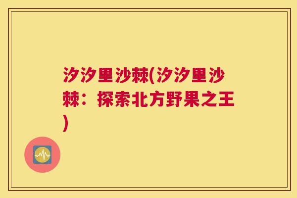 汐汐里沙棘(汐汐里沙棘：探索北方野果之王)