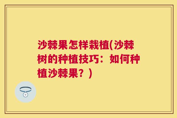 沙棘果怎样栽植(沙棘树的种植技巧:如何种植沙棘果?) 沙棘果怎样栽植(沙棘树的种植技巧:如何种植沙棘果?)