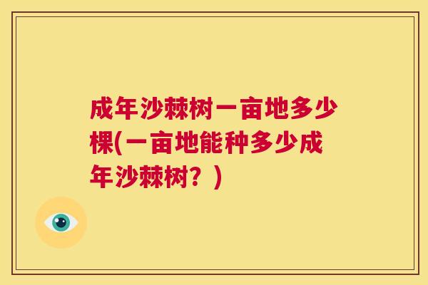 成年沙棘树一亩地多少棵(一亩地能种多少成年沙棘树？)